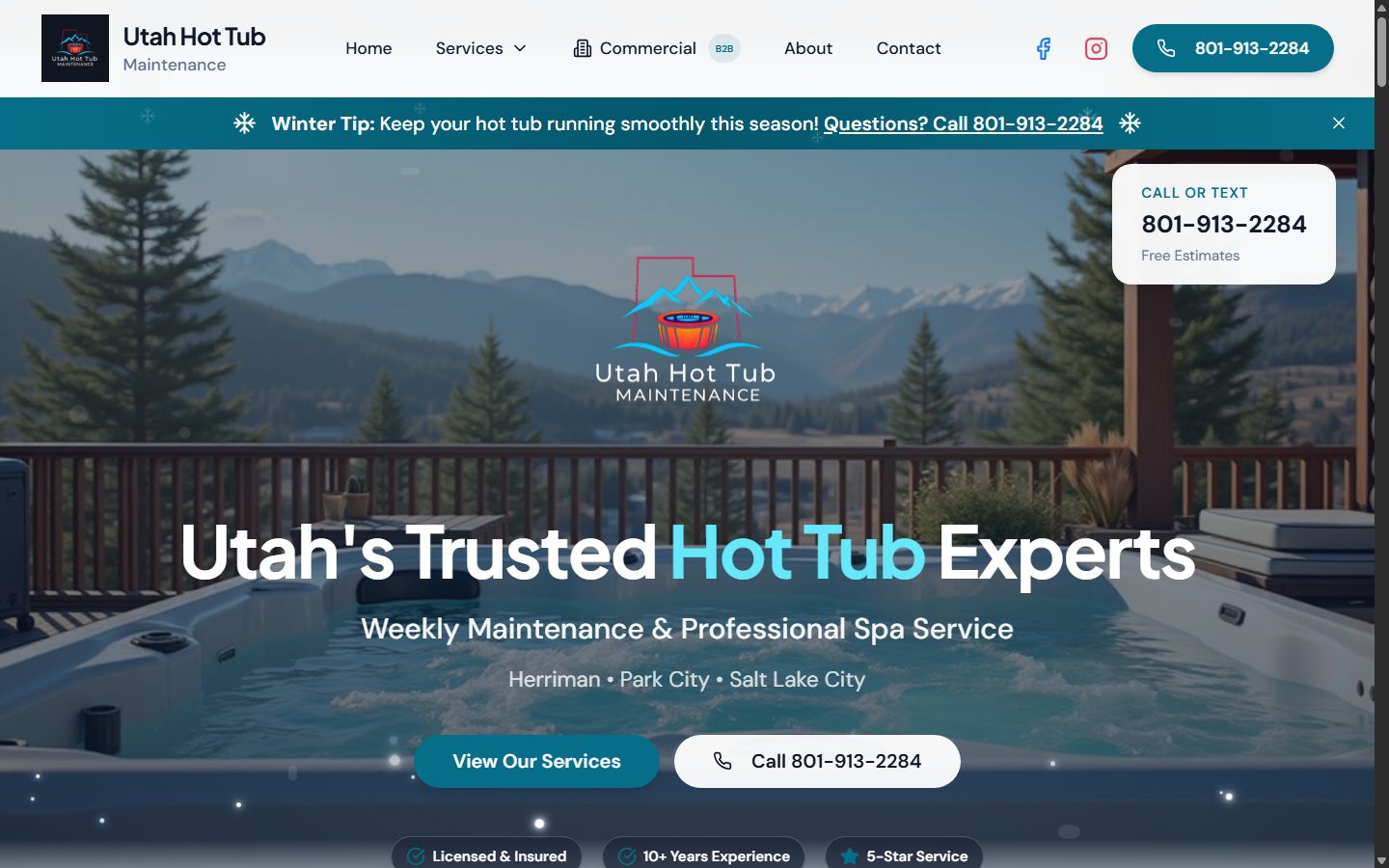 Utah Hot Tub Service website